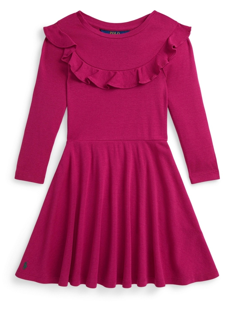 Polo by Ralph Lauren Girls' Fuchsia Ruffle-Front Knit Dress